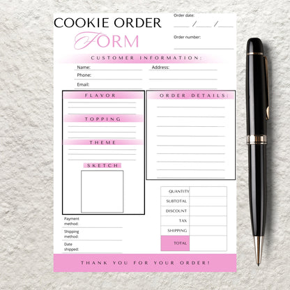 Cookie Order Form Template Editable in Canva Bakery Order Form Receipt Custom Cookie Order Form Small Cookie Business Order Form Printable