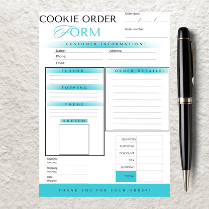 Cookie Order Form Template Editable in Canva Bakery Order Form Receipt Custom Cookie Order Form Small Cookie Business Order Form Printable