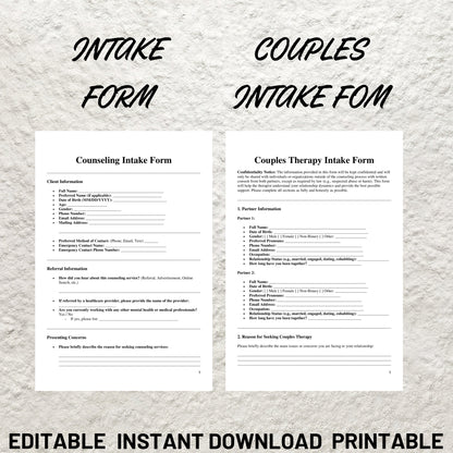 Counseling Forms Bundle Editable Counseling Intake Form Printable Counseling Informed Consent Form Psychotherapy Mental Health Intake Forms