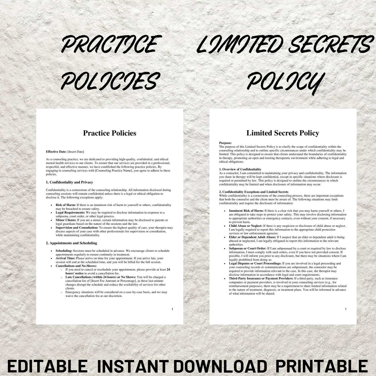 Counseling Forms Bundle Editable Counseling Intake Form Printable Counseling Informed Consent Form Psychotherapy Mental Health Intake Forms