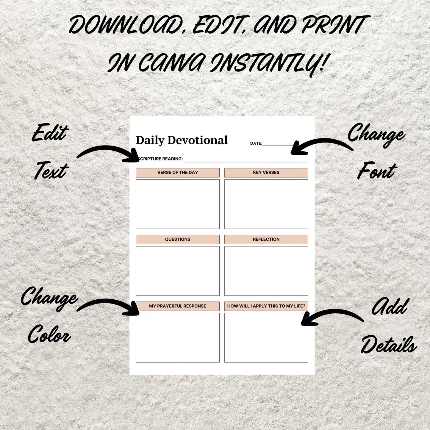 Daily Devotional Journal Template Printable Bible Study Christian Faith Prayer Journal Planner Daily Devotional Bible Scripture Insert