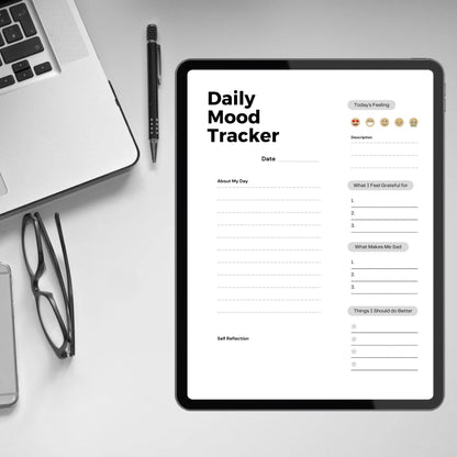 Daily Mood Tracker Template Printable Mood Journal Mental Health Planner Daily Mood Chart Journal Emotion Anxiety Tracker Self Care Journal