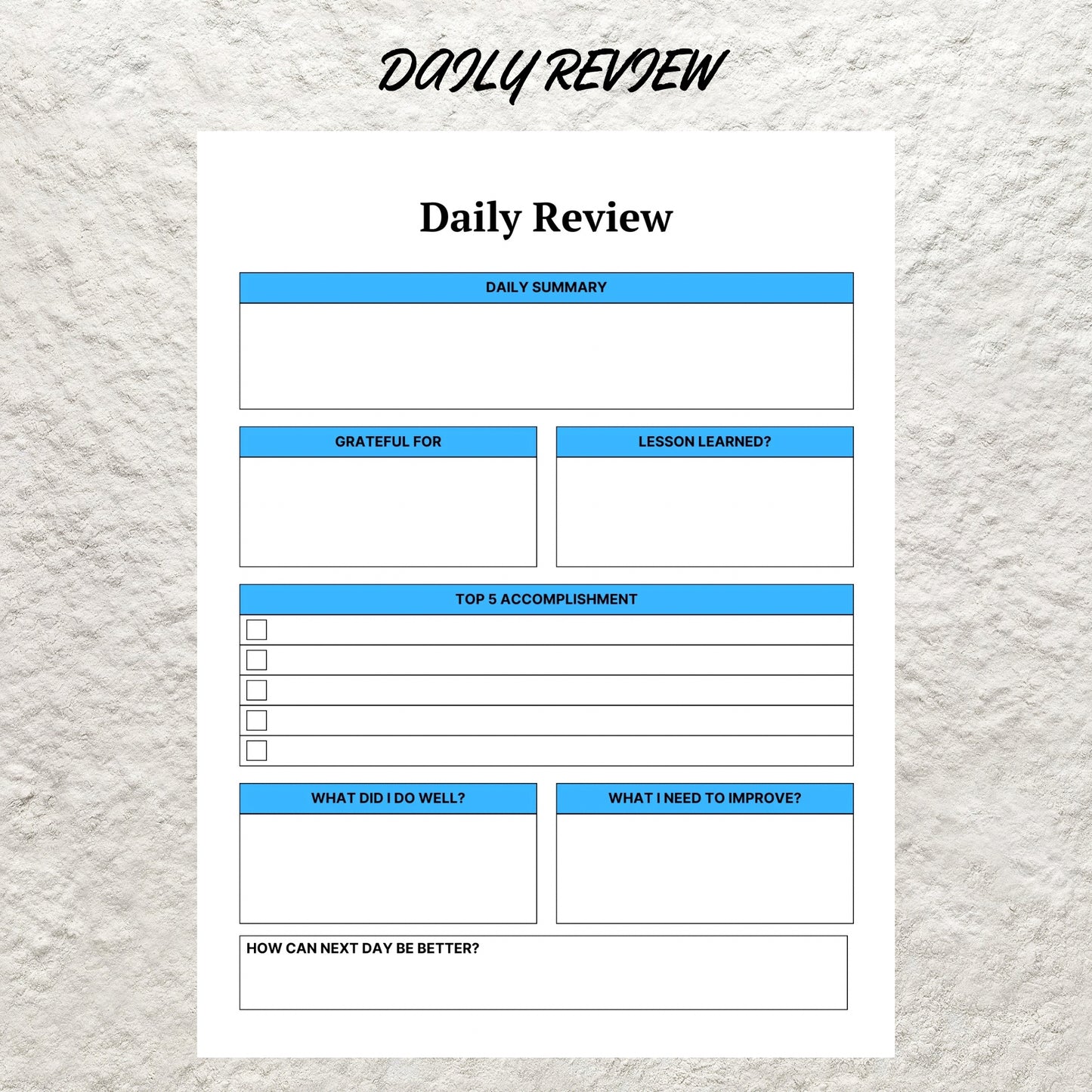 Daily Weekly Monthly Review Template Printable Daily Reflection Weekly Reflection Monthly Reflection Worksheet Gratitude Journal Planner