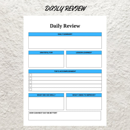 Daily Weekly Monthly Review Template Printable Daily Reflection Weekly Reflection Monthly Reflection Worksheet Gratitude Journal Planner