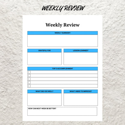 Daily Weekly Monthly Review Template Printable Daily Reflection Weekly Reflection Monthly Reflection Worksheet Gratitude Journal Planner