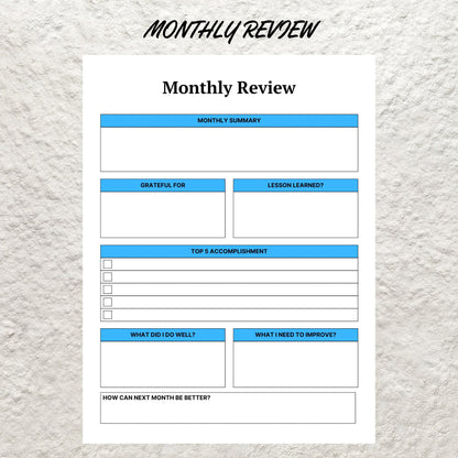 Daily Weekly Monthly Review Template Printable Daily Reflection Weekly Reflection Monthly Reflection Worksheet Gratitude Journal Planner