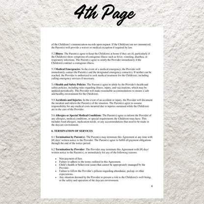 Daycare Contract Template Editable Home Daycare Contract Agreement Printable Childcare Contract Daycare Agreement Childcare Business Forms