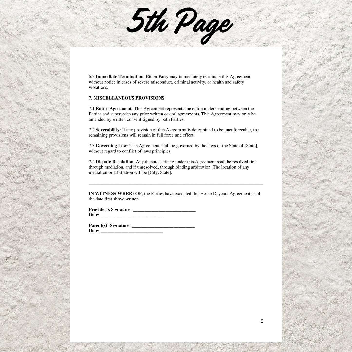 Daycare Contract Template Editable Home Daycare Contract Agreement Printable Childcare Contract Daycare Agreement Childcare Business Forms