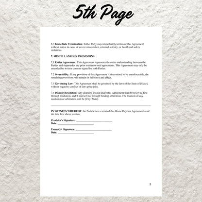 Daycare Contract Template Editable Home Daycare Contract Agreement Printable Childcare Contract Daycare Agreement Childcare Business Forms