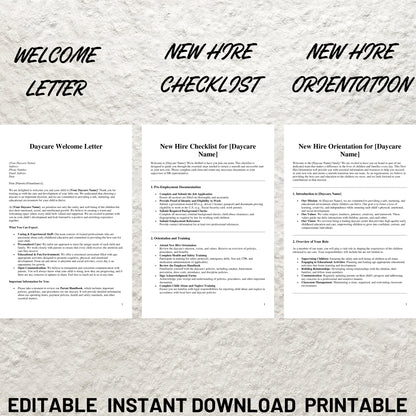 Daycare Employee Handbook Editable Preschool Childcare Staff Handbook Printable Preschool Employee Handbook Childcare Employee Policies Form