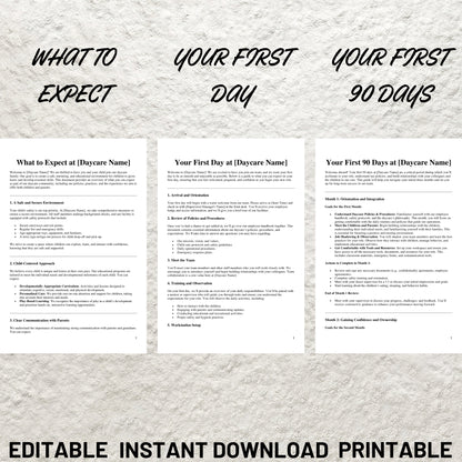 Daycare Employee Handbook Editable Preschool Childcare Staff Handbook Printable Preschool Employee Handbook Childcare Employee Policies Form