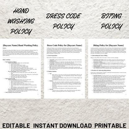 Daycare Employee Handbook Editable Preschool Childcare Staff Handbook Printable Preschool Employee Handbook Childcare Employee Policies Form