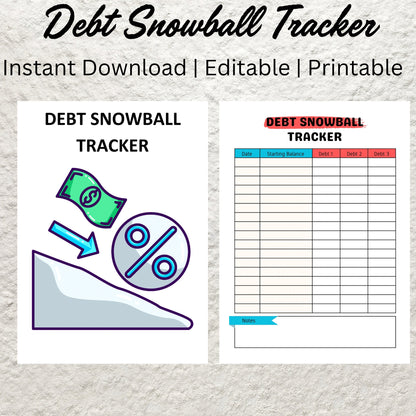 Debt Snowball Tracker Template Printable Debt Payoff Tracker Debt Payment Budget Planner Debt Tracker Log  Finance Planner Debt Payments