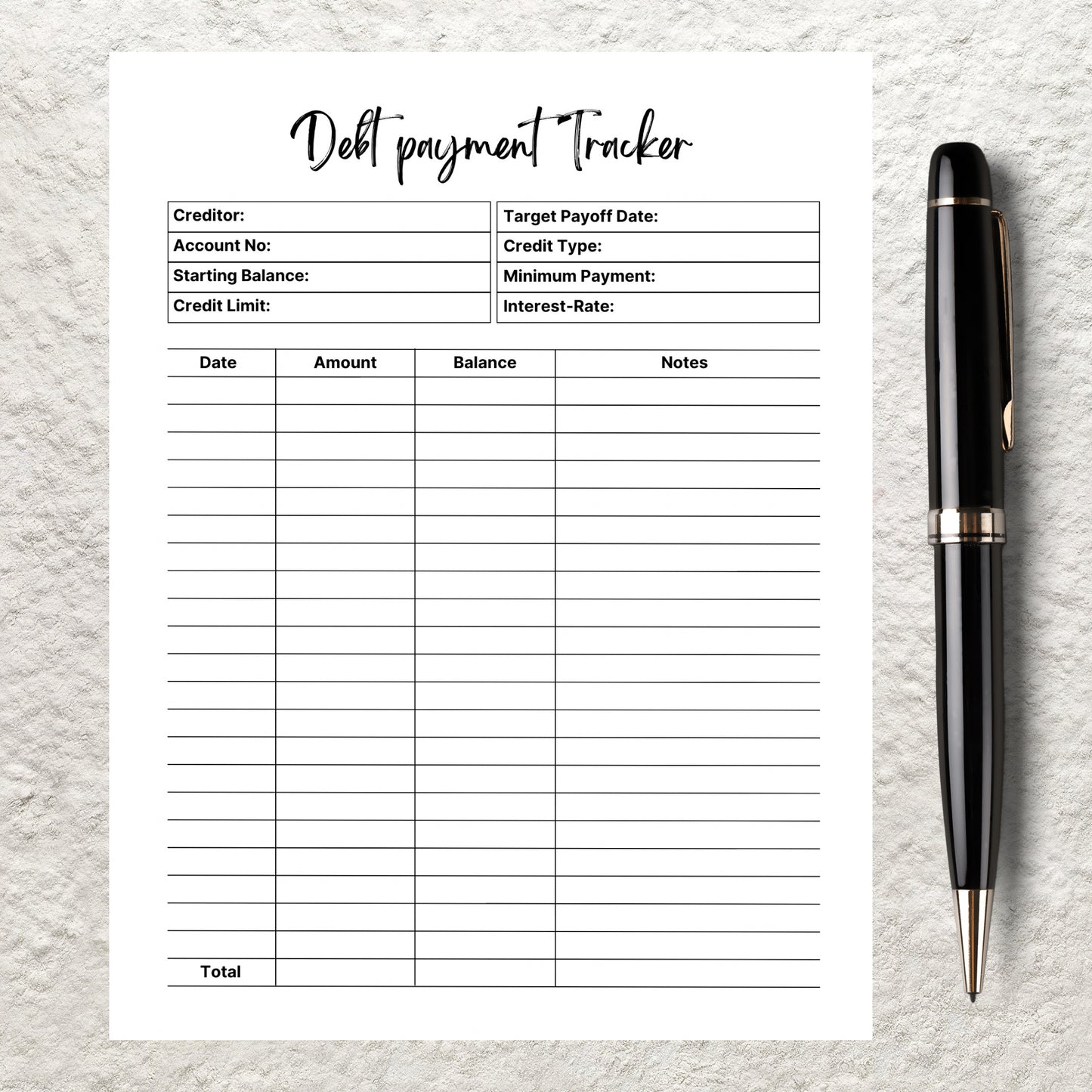 Debt Tracker Printable Template Editable Debt Payoff Tracker Debt Payments Debt Payoff Log Budget Planner Debt Overview Instant Download