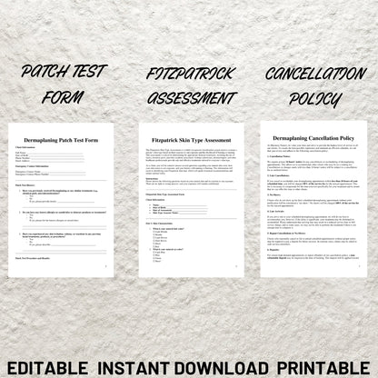 Dermaplaning Forms Bundle Editable Dermaplaning Consent Form Dermaplaning Facial Consultation Form Facial Intake Form Esthetician Forms