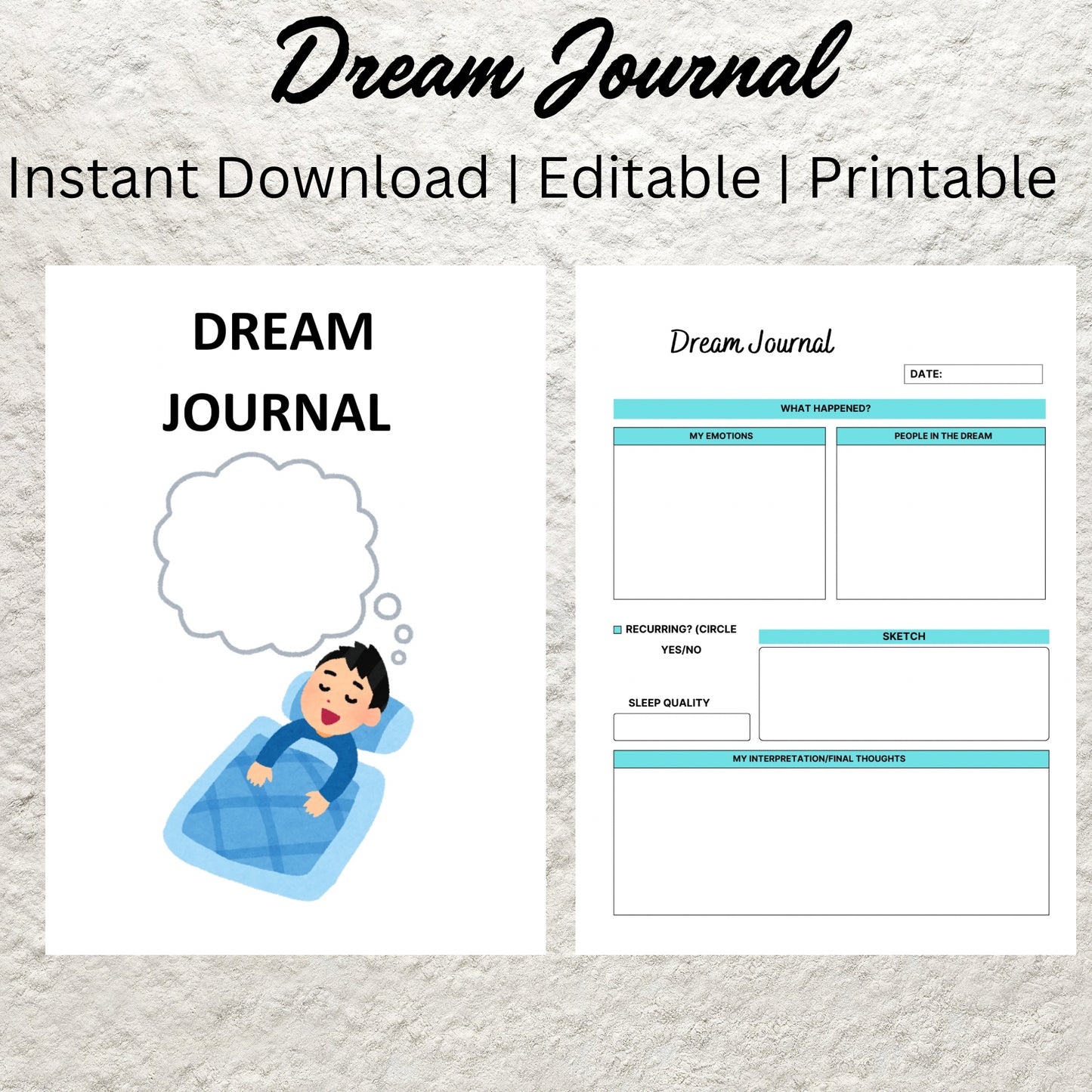 Digital Dream Journal Template Printable Dream Planner Dream Diary Dream Analysis Dream Interpretation Sleep Dream Tracker Dream Log Insert