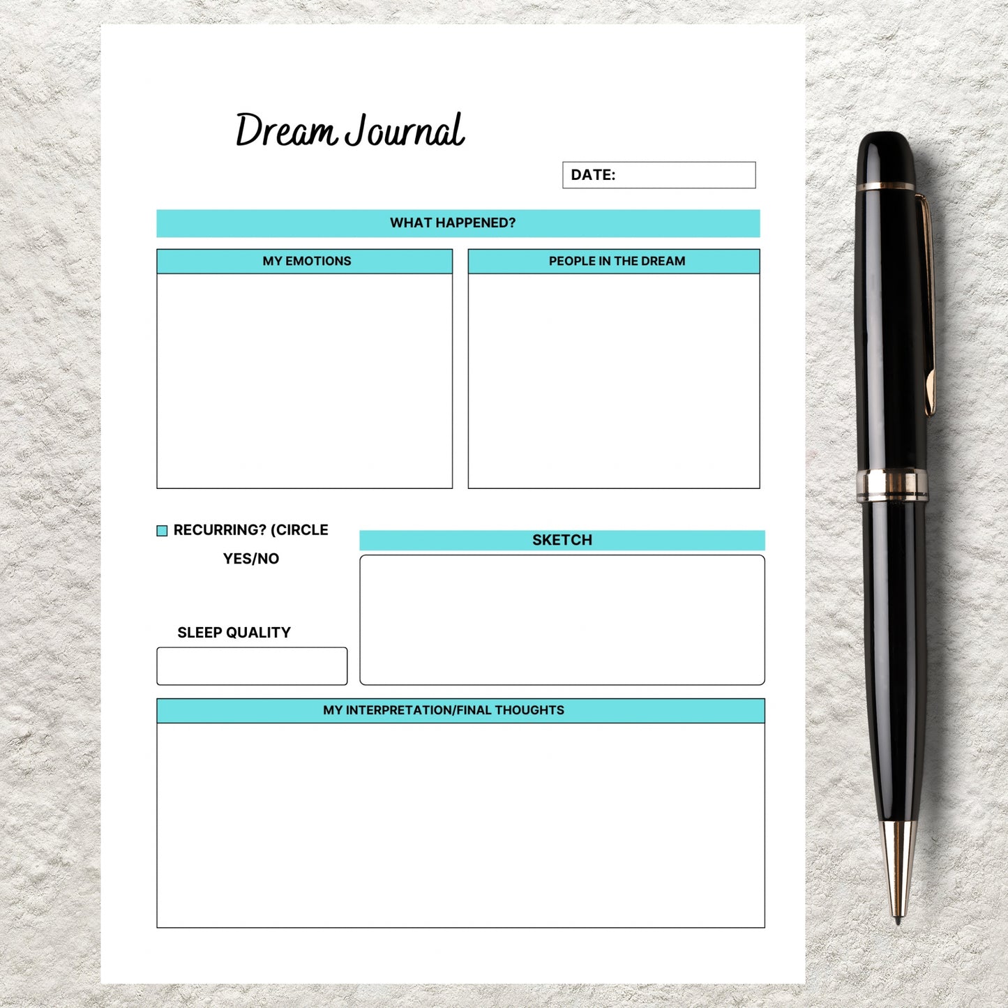 Digital Dream Journal Template Printable Dream Planner Dream Diary Dream Analysis Dream Interpretation Sleep Dream Tracker Dream Log Insert