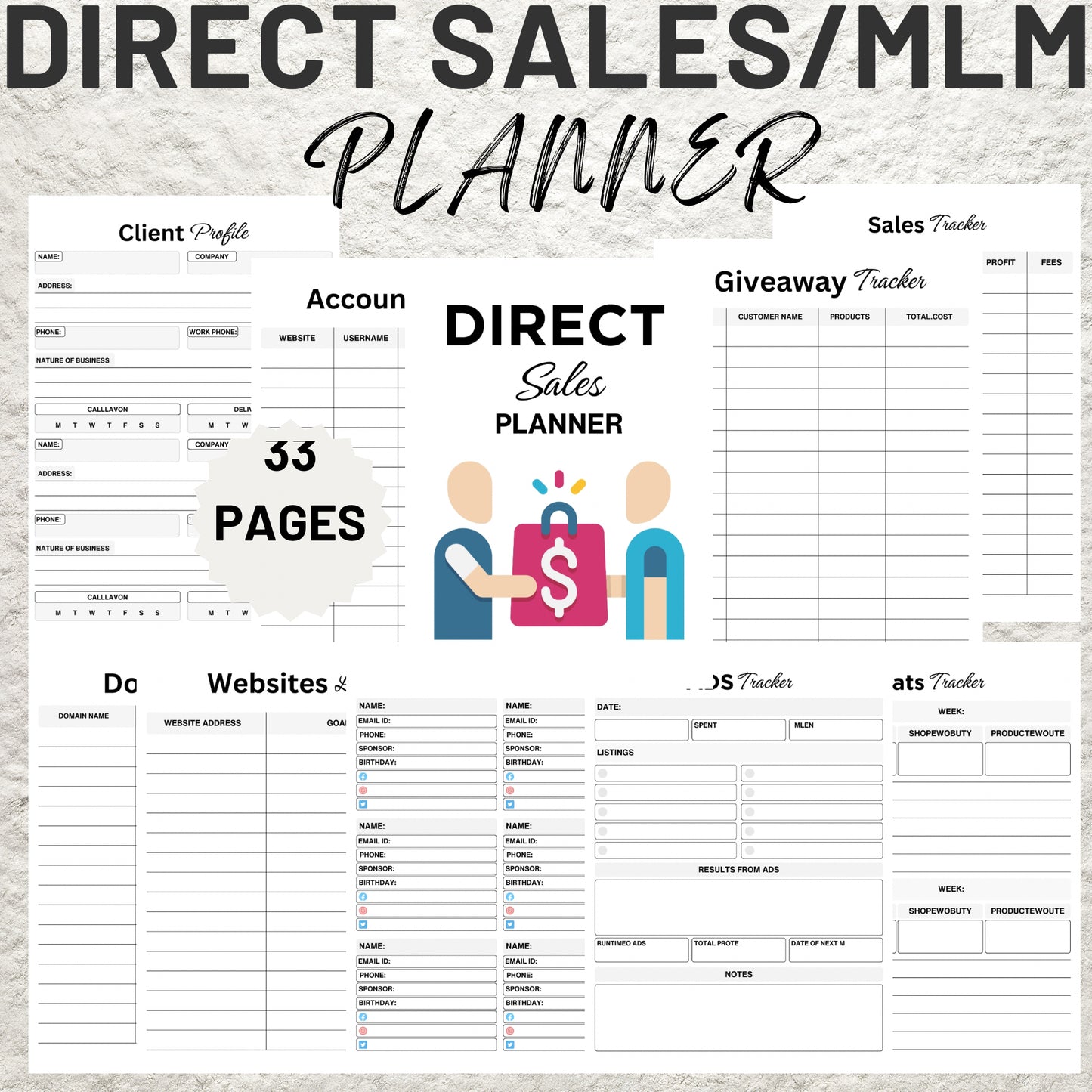 Direct Sales Planner Template Printable MLM Planner Network Marketing Planner Power Hour Tracker Small Business Sales Marketing Planner