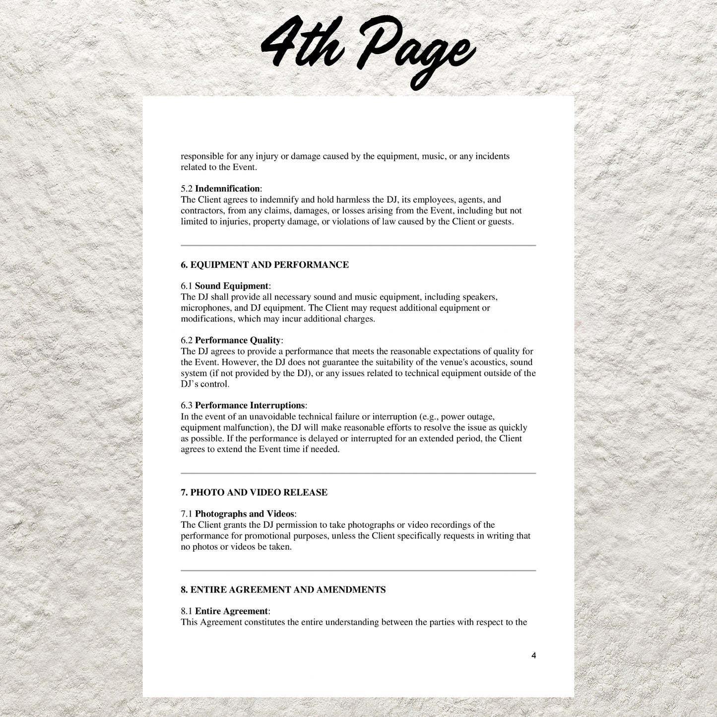 Dj Service Contract Template Editable Dj Service Agreement Printable Wedding DJ Contract Simple Event DJ Contract DJ Business Agreement Form