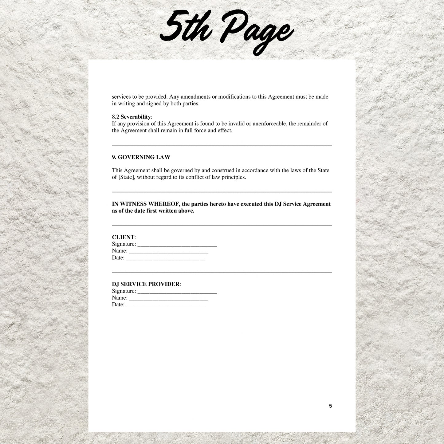 Dj Service Contract Template Editable Dj Service Agreement Printable Wedding DJ Contract Simple Event DJ Contract DJ Business Agreement Form