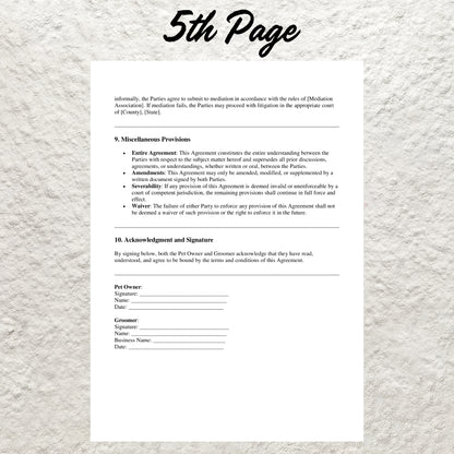 Dog Grooming Contract Template Editable Pet Grooming Service Agreement Form Printable Dog Groomer Client Intake Form Pet Grooming Business