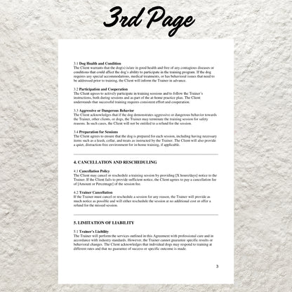 Dog Training Service Agreement Template Editable Dog Training Contract Printable Dog Trainer Contract Pet Training Business Client Forms