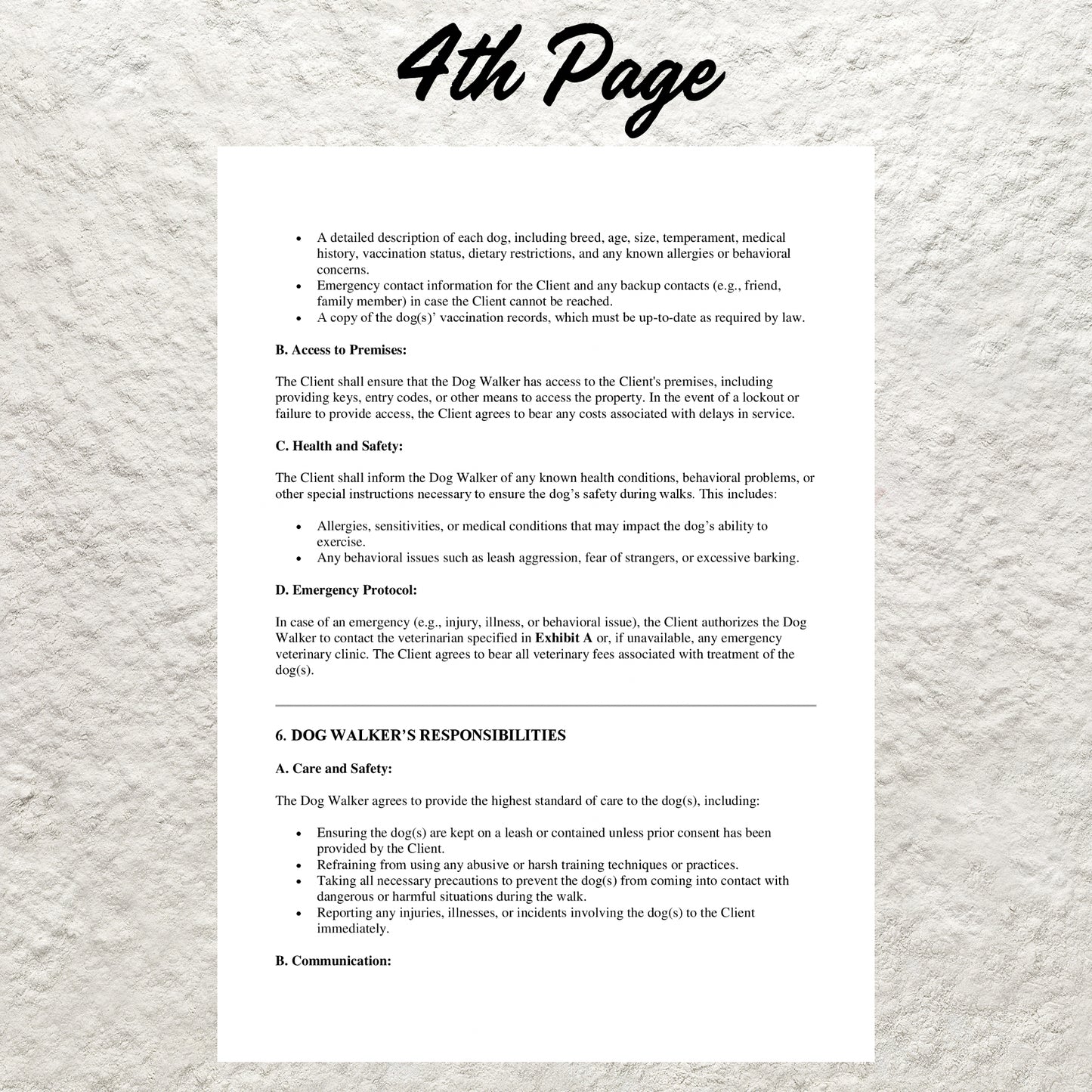 Dog Walking Contract Template Editable Dog Walking Service Agreement Form Printable Dog Walker Service Contract Agreement Pet Sitter Form