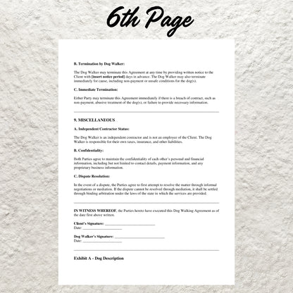 Dog Walking Contract Template Editable Dog Walking Service Agreement Form Printable Dog Walker Service Contract Agreement Pet Sitter Form