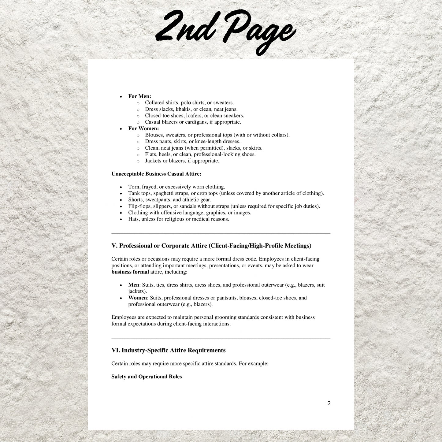 Dress Code Policy Template Editable Employee Dress Code Policy Printable Dress Code Policy Form Human Resources Policies HR Templates