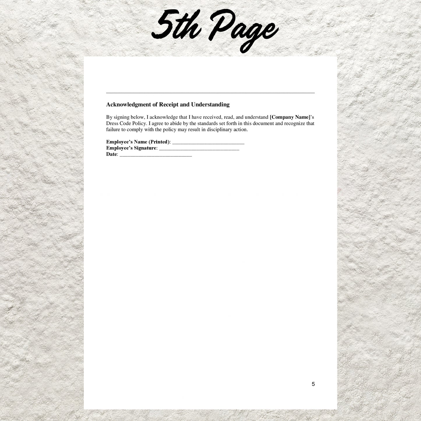 Dress Code Policy Template Editable Employee Dress Code Policy Printable Dress Code Policy Form Human Resources Policies HR Templates