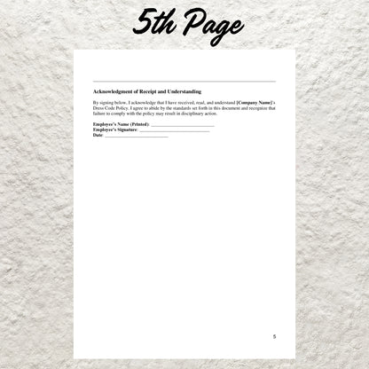 Dress Code Policy Template Editable Employee Dress Code Policy Printable Dress Code Policy Form Human Resources Policies HR Templates