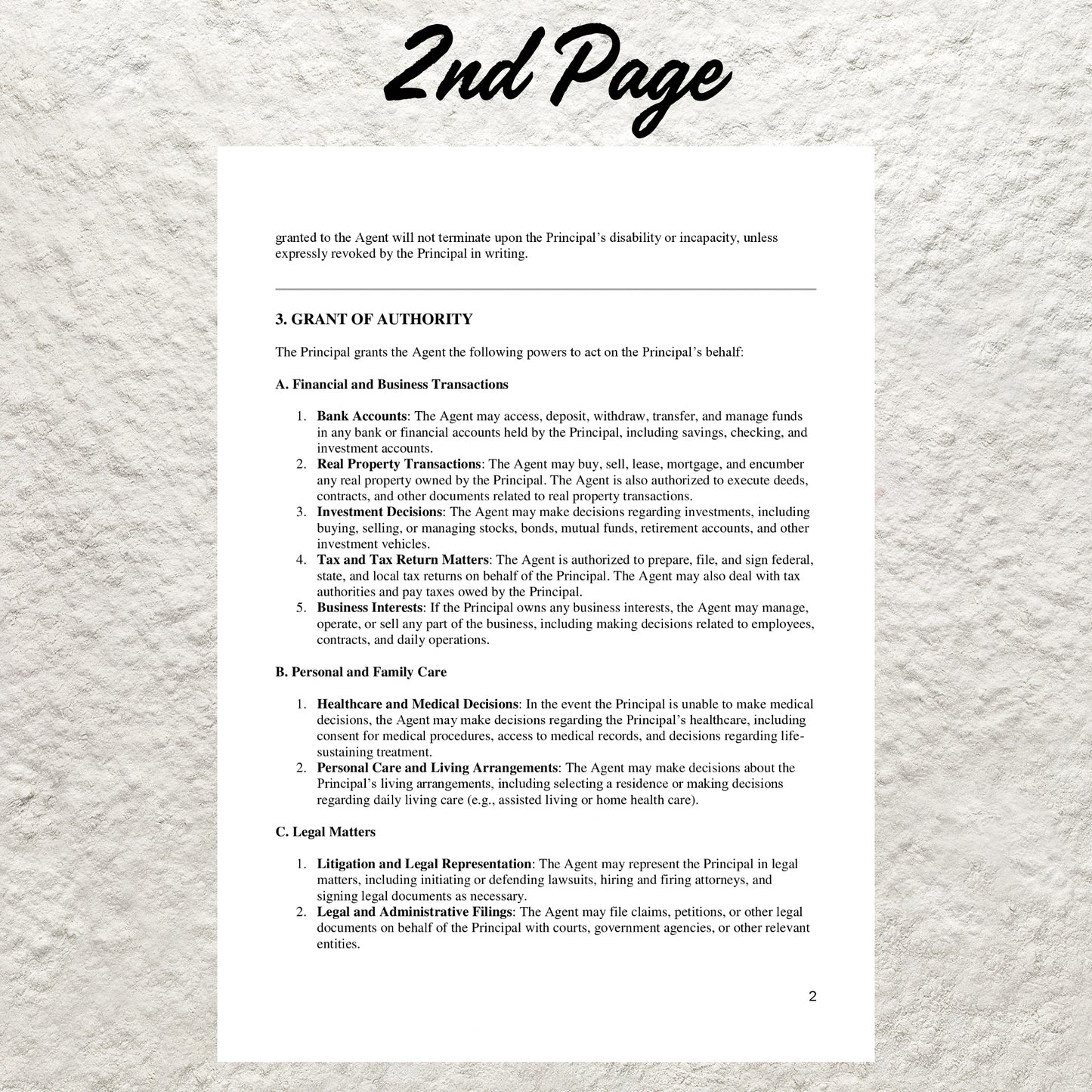 Durable Power of Attorney Form Template Editable General Power of Attorney Printable Durable Power of Attorney Template Durable POA Form