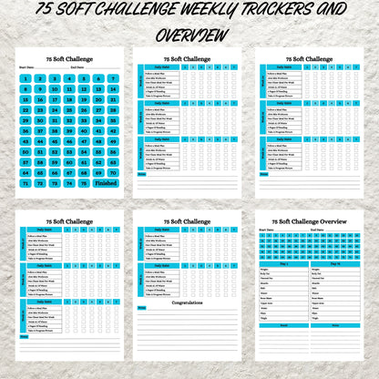 Editable 75 Soft Challenge Tracker Bundle Template Printable 75 Soft Tracker Daily 75 Soft Challenge Journal Habit Tracker Fitness&Health