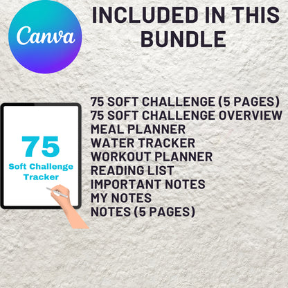 Editable 75 Soft Challenge Tracker Bundle Template Printable 75 Soft Tracker Daily 75 Soft Challenge Journal Habit Tracker Fitness&Health