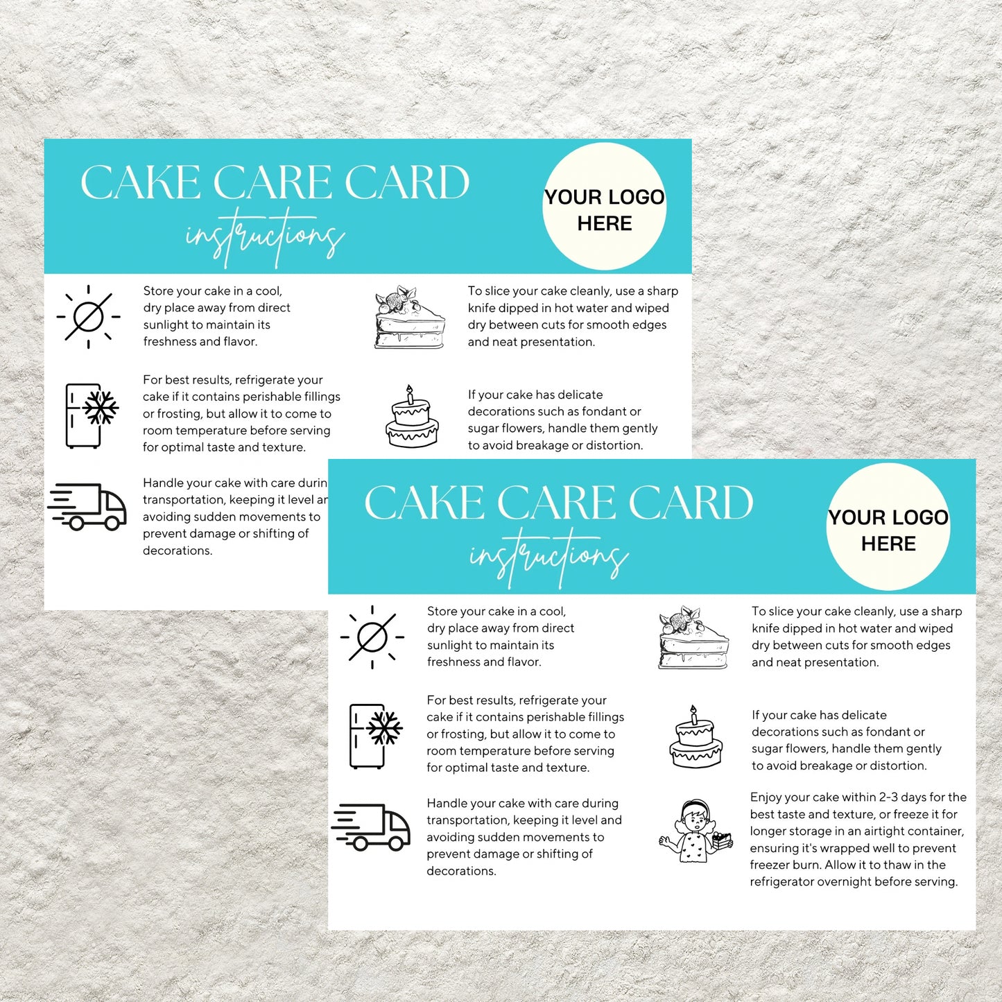 Editable Cake Care Card Canva Template Printable Cake Care Card Instructions Wedding Cake Care Card Guide Cake Small Business Inserts