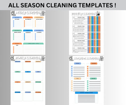 Editable Cleaning Planner Bundle ADHD Cleaning Schedule Cleaning Checklist Weekly Monthly Yearly Household Family Chore Chart List Template