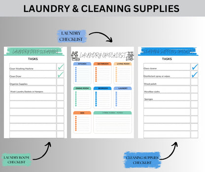 Editable Cleaning Planner Bundle ADHD Cleaning Schedule Cleaning Checklist Weekly Monthly Yearly Household Family Chore Chart List Template