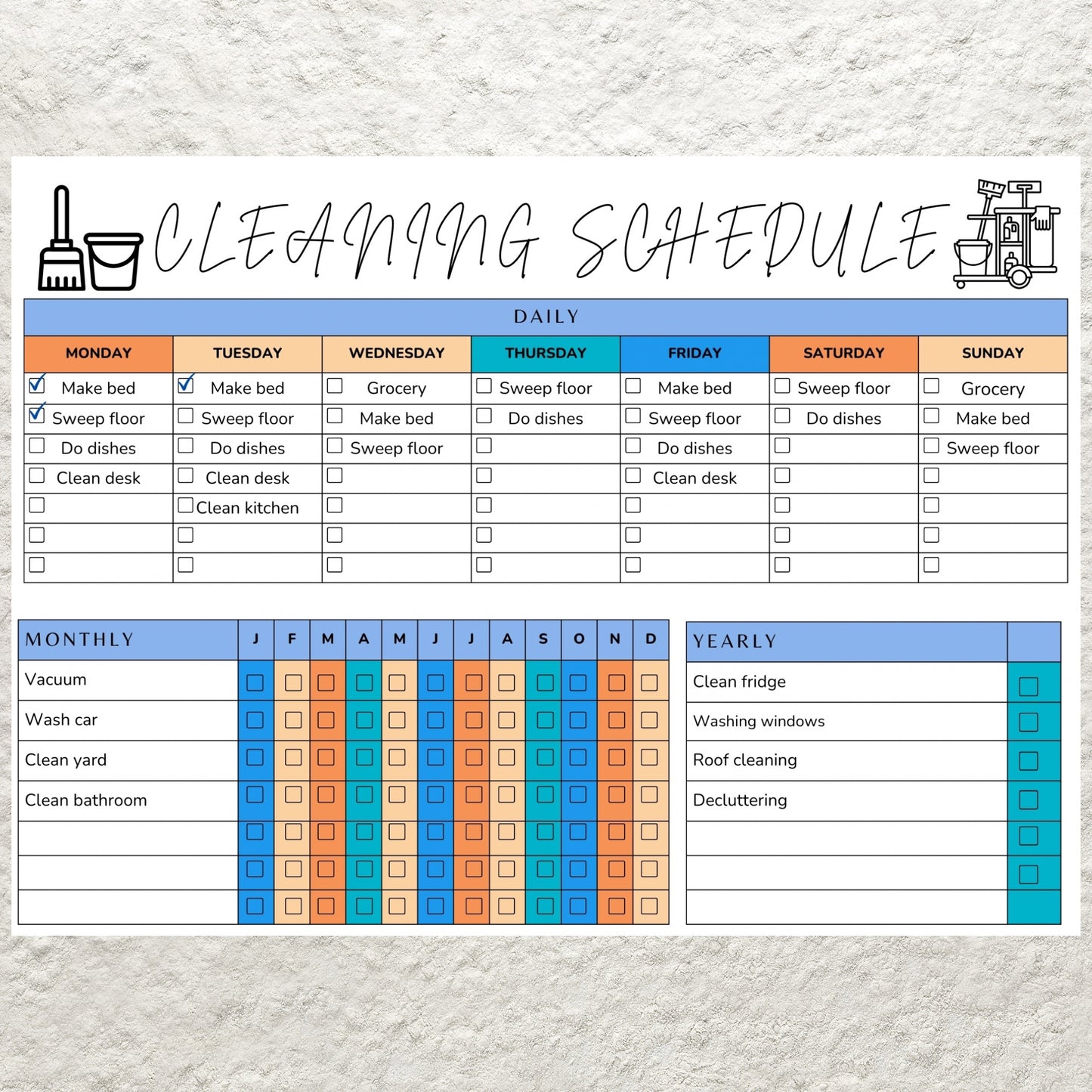 Editable Cleaning Schedule Planner Canva Template Cleaning Checklist ADHD Cleaning Planner Weekly House Chores Household Chore Chart List