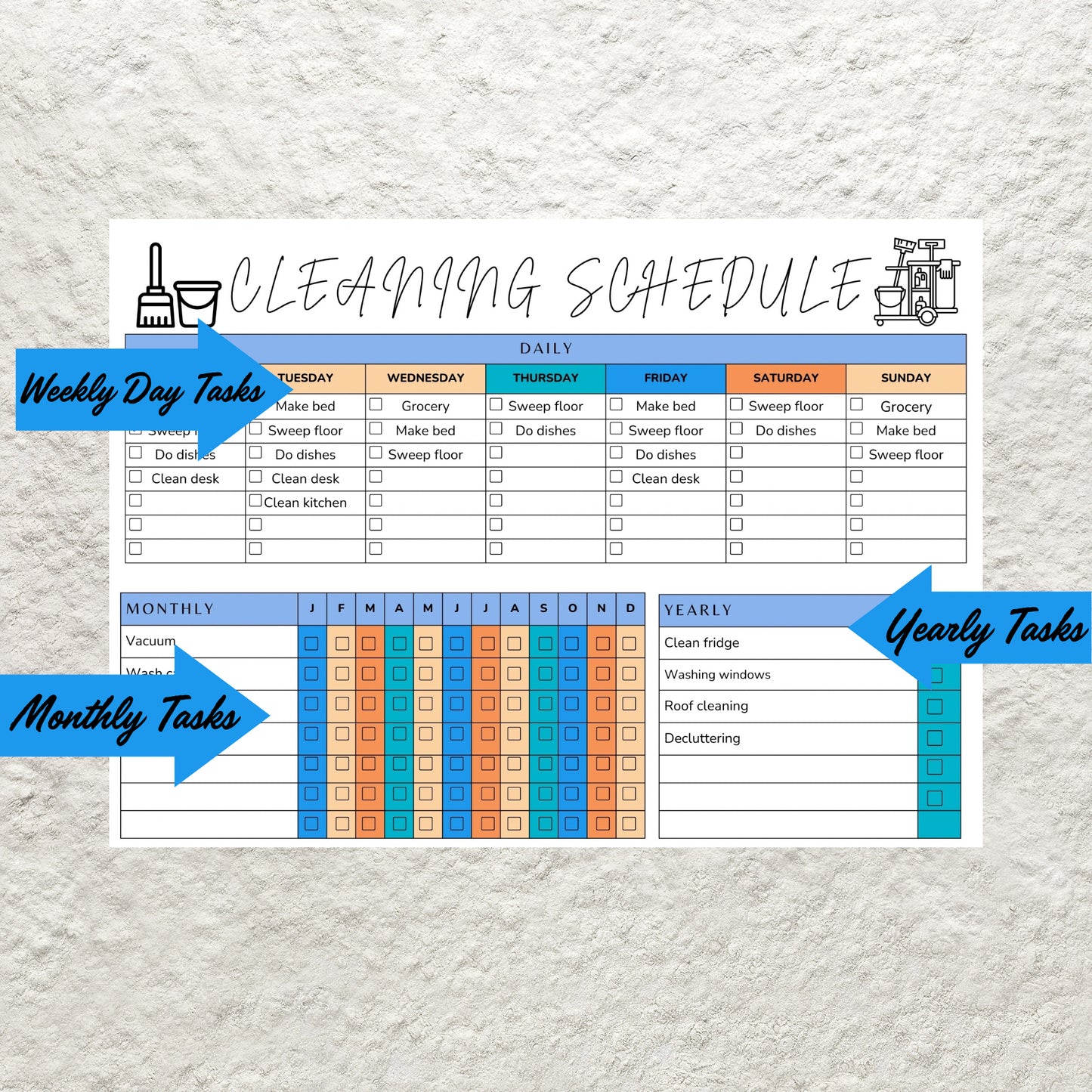 Editable Cleaning Schedule Planner Canva Template Cleaning Checklist ADHD Cleaning Planner Weekly House Chores Household Chore Chart List