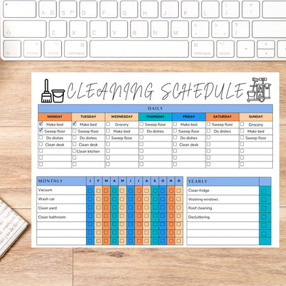 Editable Cleaning Schedule Planner Canva Template Cleaning Checklist ADHD Cleaning Planner Weekly House Chores Household Chore Chart List