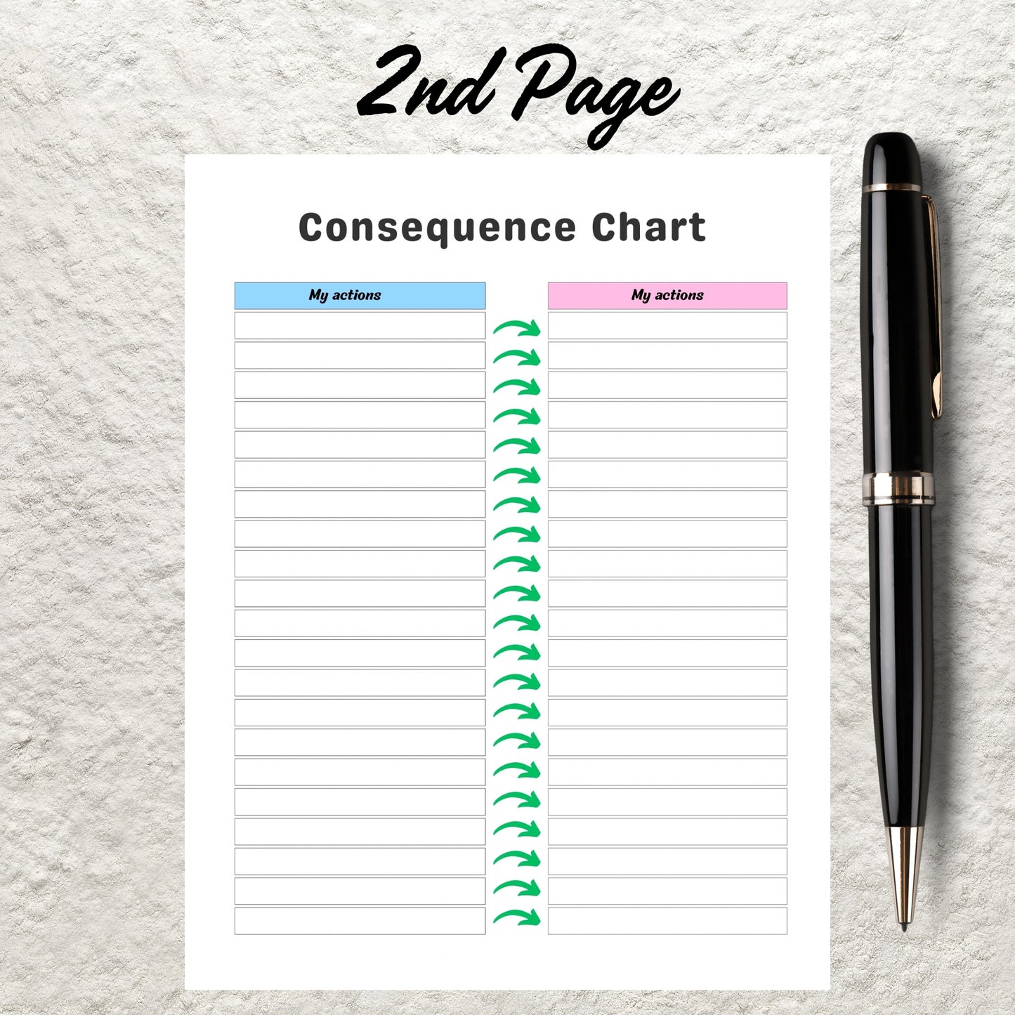 Editable Consequence Chart Template Printable Consequence For My Own Action Contract Consequence Autism Kids Behavior School Chart