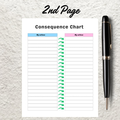 Editable Consequence Chart Template Printable Consequence For My Own Action Contract Consequence Autism Kids Behavior School Chart