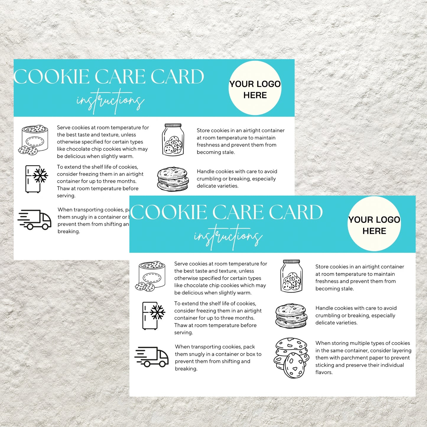 Editable Cookie Care Card Canva Template Cookie Serving Instructions Card Printable Small Business Bakery Cookie Care Card Insert