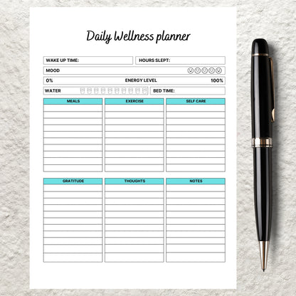 Editable Daily Wellness Planner Template Printable Self Care Routine Journal Wellness Tracker Mental Health Daily Planner Mindfulness Track