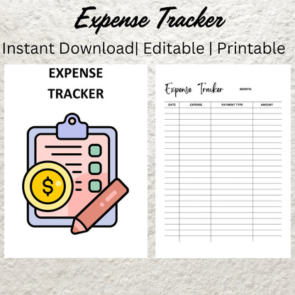 Editable Expense Tracker Template Printable Spending Tracker Template Expense Purchase Log Money Tracker Budget Template Sheet Fillable