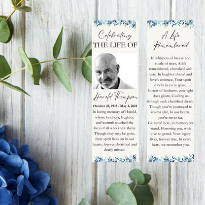 Editable Funeral Bookmark Template Celebration of Life Memorial Bookmark Funeral Favor Keepsake In Memory Canva Funeral Bookmark Template