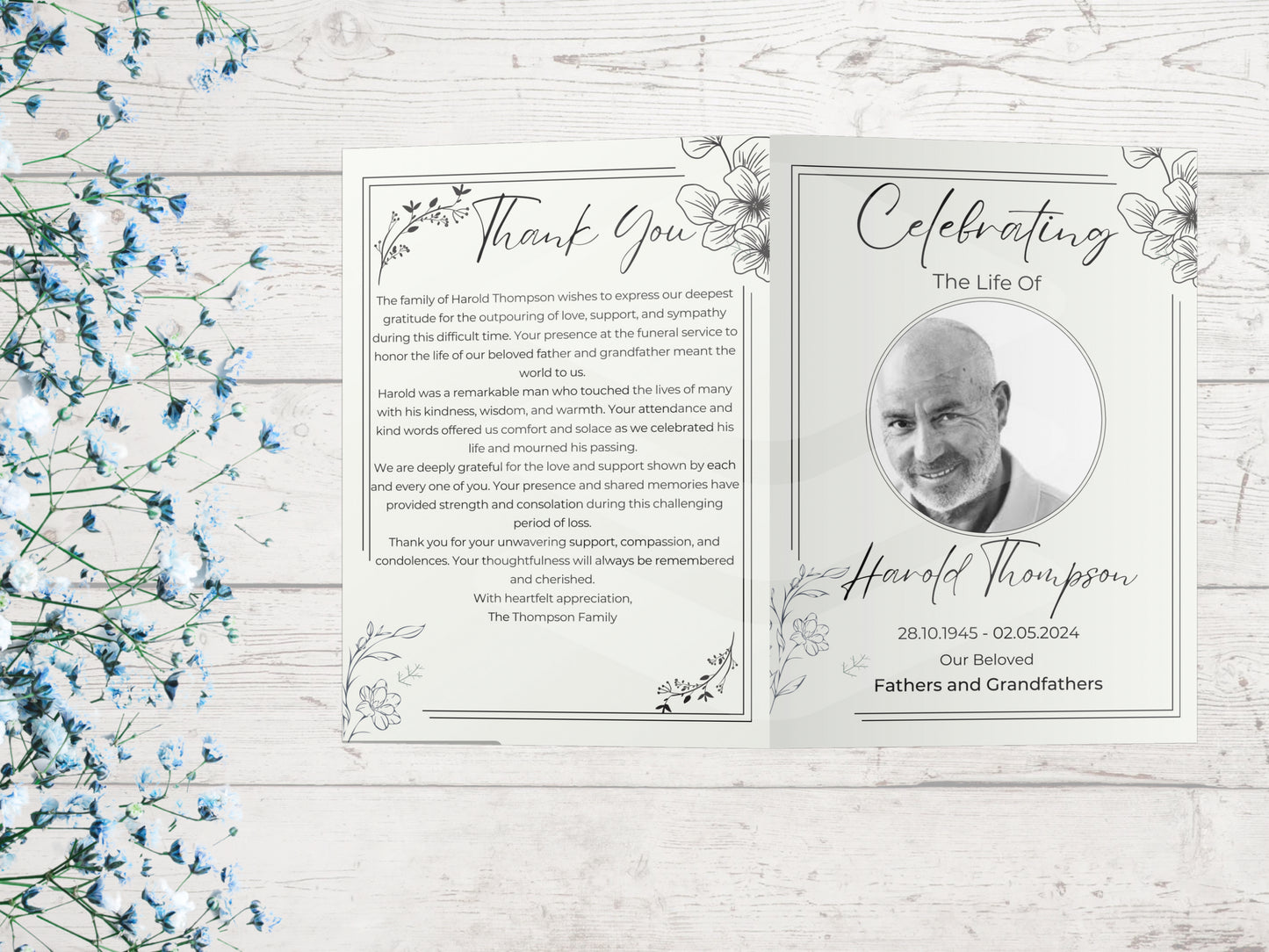 Editable Funeral Program Pamphlet Template Celebration of Life Order of Service Printable Obituary Template Funeral Memorial Program