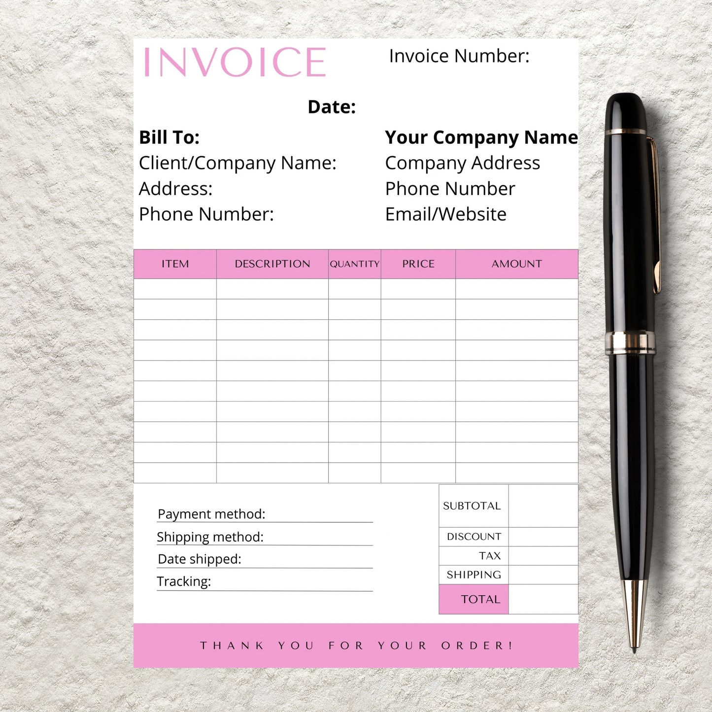 Editable Invoice Template Small Business Modern Invoice Receipt Form Template Billing Template Instant Download Printable