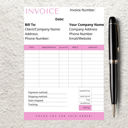 Editable Invoice Template Small Business Modern Invoice Receipt Form Template Billing Template Instant Download Printable