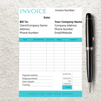 Editable Invoice Template Small Business Modern Invoice Receipt Form Template Billing Template Instant Download Printable